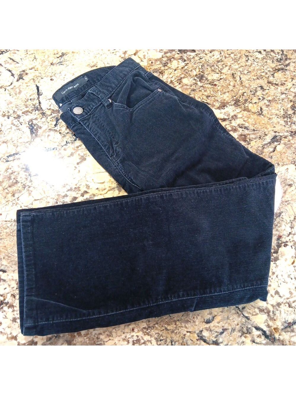 Size 8 X 28 Calvin Klein Jeans Womens Black Velvet Bootcut Mid Rise Pants - Picture 12 of 12